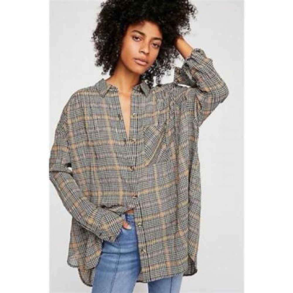 Free People multi colored button down size XS